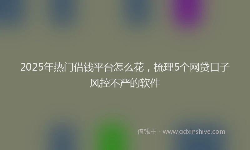 2025年热门借钱平台怎么花，梳理5个网贷口子风控不严的软件