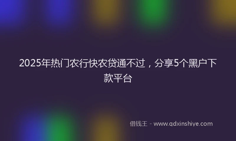 2025年热门农行快农贷通不过，分享5个黑户下款平台
