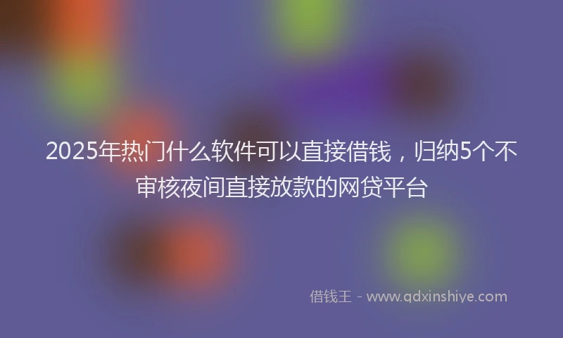 2025年热门什么软件可以直接借钱，归纳5个不审核夜间直接放款的网贷平台