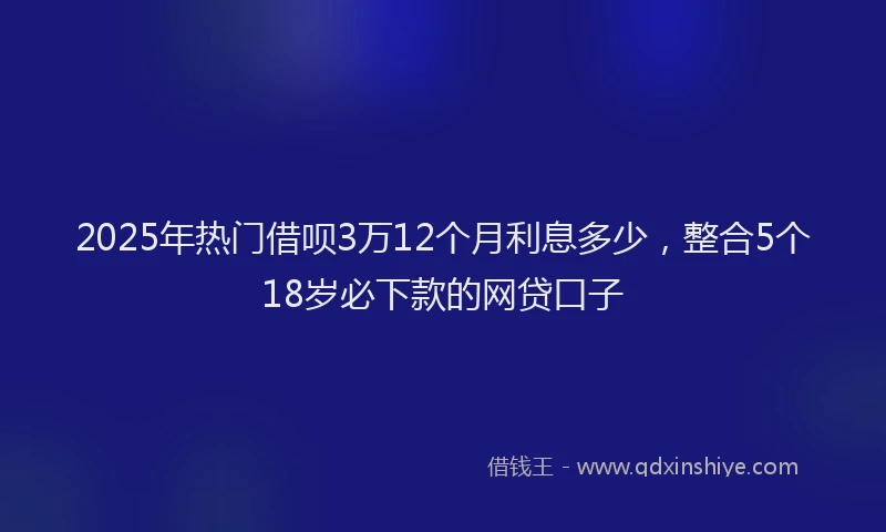 2025年热门借呗3万12个月利息多少，整合5个18岁必下款的网贷口子
