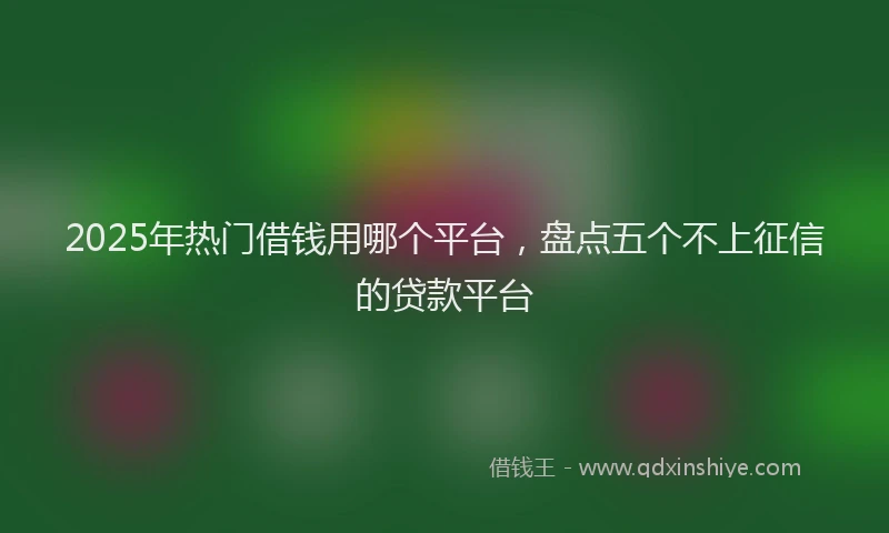 2025年热门借钱用哪个平台，盘点五个不上征信的贷款平台