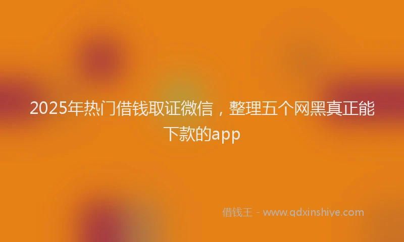 2025年热门借钱取证微信，整理五个网黑真正能下款的app