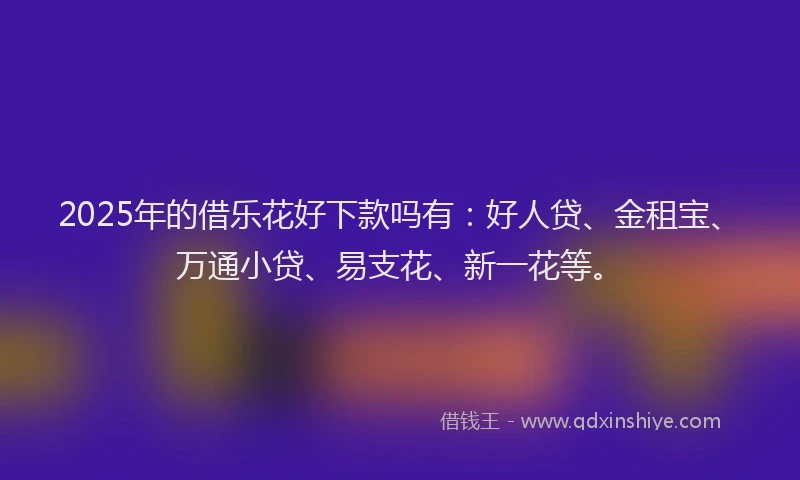 2025年的借乐花好下款吗有：好人贷、金租宝、万通小贷、易支花、新一花等。