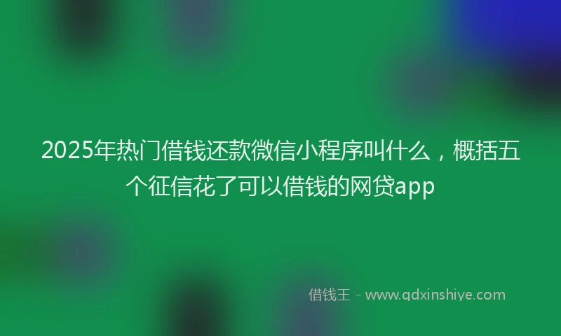 2025年热门借钱还款微信小程序叫什么，概括五个征信花了可以借钱的网贷app