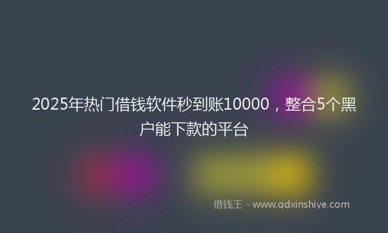 2025年热门借钱软件秒到账10000，整合5个黑户能下款的平台