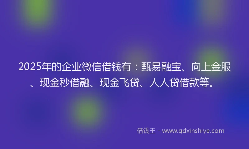 2025年的企业微信借钱有：甄易融宝、向上金服、现金秒借融、现金飞贷、人人贷借款等。