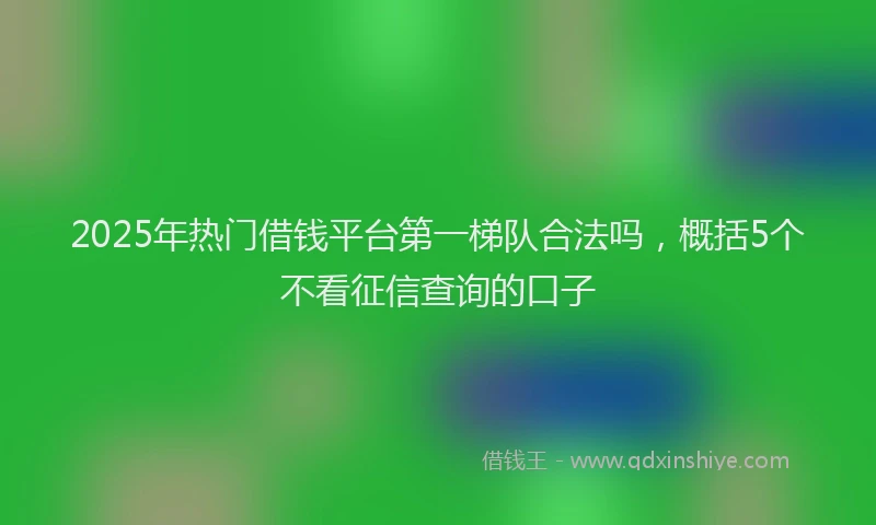 2025年热门借钱平台第一梯队合法吗，概括5个不看征信查询的口子