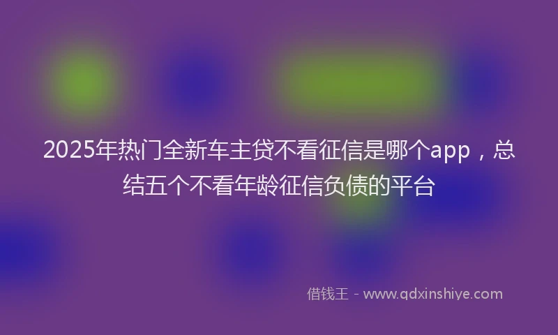 2025年热门全新车主贷不看征信是哪个app，总结五个不看年龄征信负债的平台