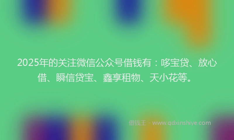 2025年的关注微信公众号借钱有：哆宝贷、放心借、瞬信贷宝、鑫享租物、天小花等。