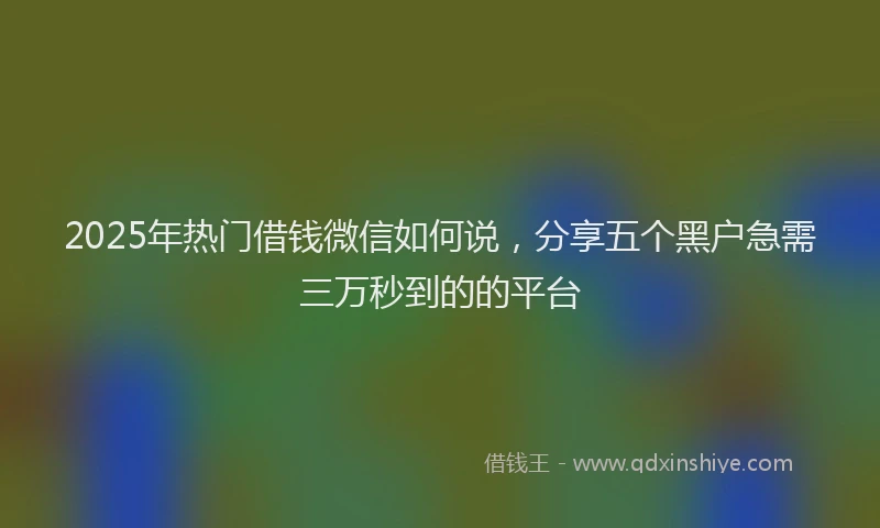 2025年热门借钱微信如何说，分享五个黑户急需三万秒到的的平台