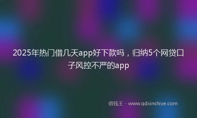 2025年热门借几天app好下款吗，归纳5个网贷口子风控不严的app