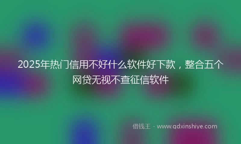 2025年热门信用不好什么软件好下款，整合五个网贷无视不查征信软件