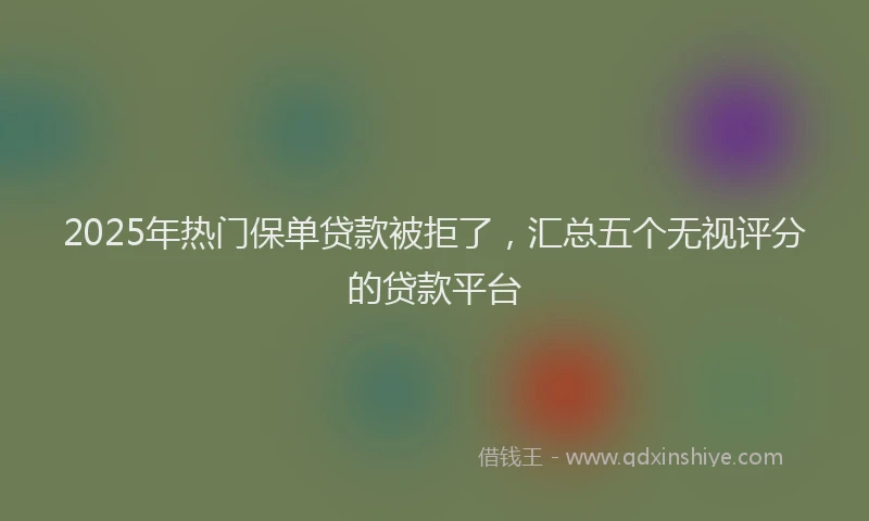 2025年热门保单贷款被拒了，汇总五个无视评分的贷款平台