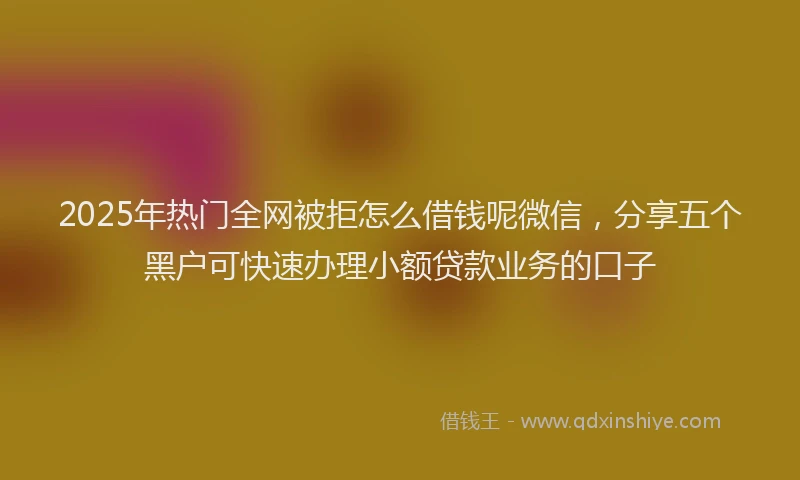 2025年热门全网被拒怎么借钱呢微信，分享五个黑户可快速办理小额贷款业务的口子