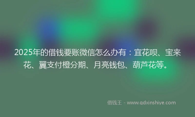 2025年的借钱要账微信怎么办有：宜花呗、宝来花、翼支付橙分期、月亮钱包、葫芦花等。