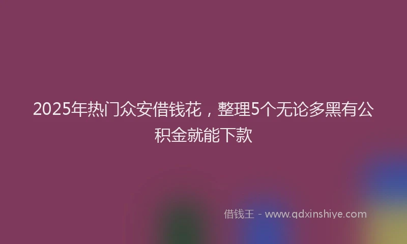 2025年热门众安借钱花，整理5个无论多黑有公积金就能下款