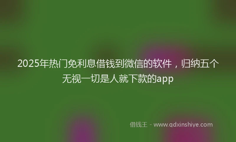 2025年热门免利息借钱到微信的软件，归纳五个无视一切是人就下款的app