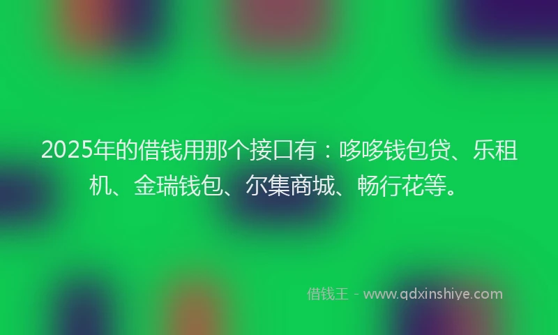 2025年的借钱用那个接口有：哆哆钱包贷、乐租机、金瑞钱包、尔集商城、畅行花等。