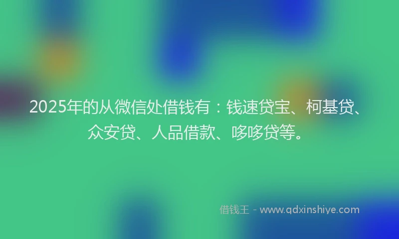 2025年的从微信处借钱有：钱速贷宝、柯基贷、众安贷、人品借款、哆哆贷等。