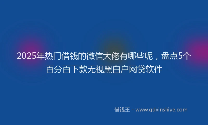 2025年热门借钱的微信大佬有哪些呢，盘点5个百分百下款无视黑白户网贷软件
