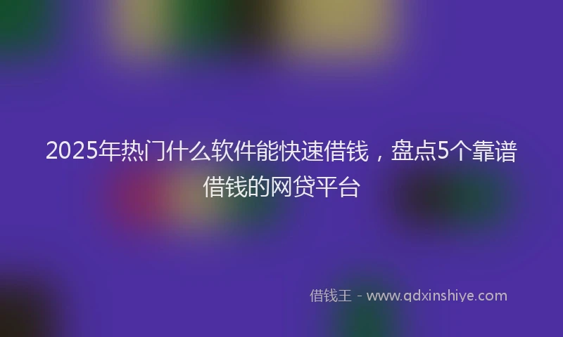 2025年热门什么软件能快速借钱，盘点5个靠谱借钱的网贷平台