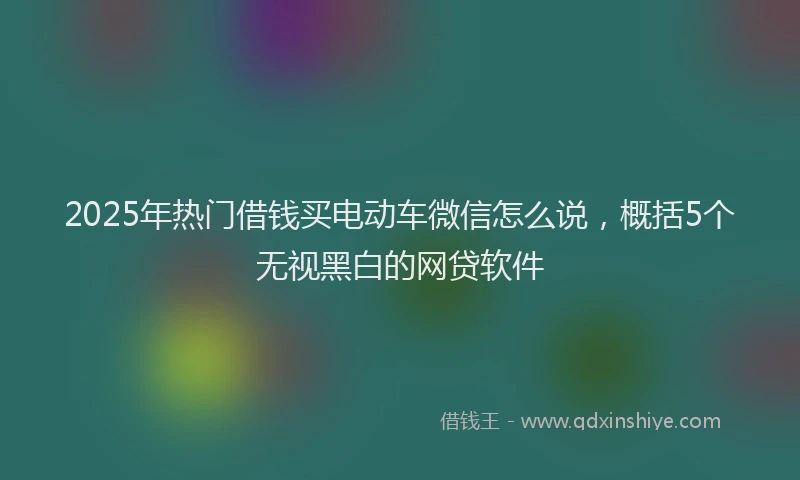 2025年热门借钱买电动车微信怎么说，概括5个无视黑白的网贷软件