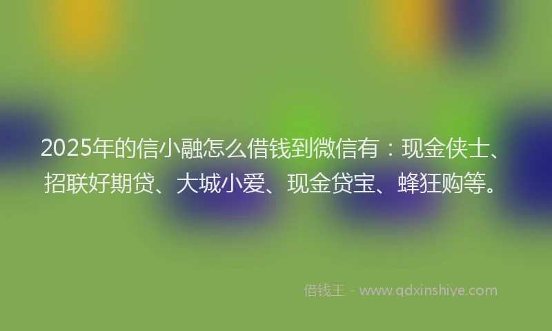2025年的信小融怎么借钱到微信有：现金侠士、招联好期贷、大城小爱、现金贷宝、蜂狂购等。