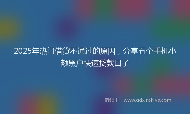 2025年热门借贷不通过的原因，分享五个手机小额黑户快速贷款口子
