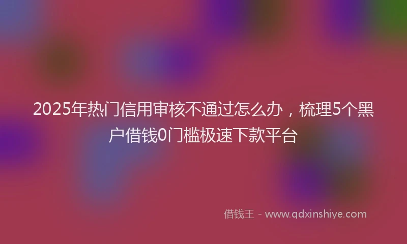 2025年热门信用审核不通过怎么办，梳理5个黑户借钱0门槛极速下款平台