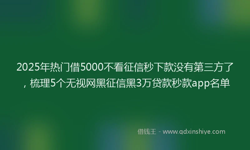 2025年热门借5000不看征信秒下款没有第三方了，梳理5个无视网黑征信黑3万贷款秒款app名单
