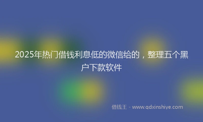 2025年热门借钱利息低的微信给的，整理五个黑户下款软件