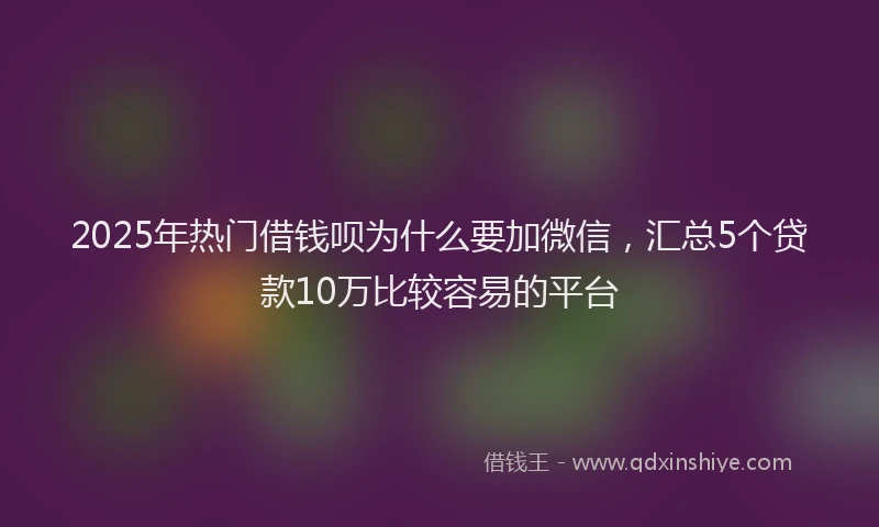 2025年热门借钱呗为什么要加微信，汇总5个贷款10万比较容易的平台