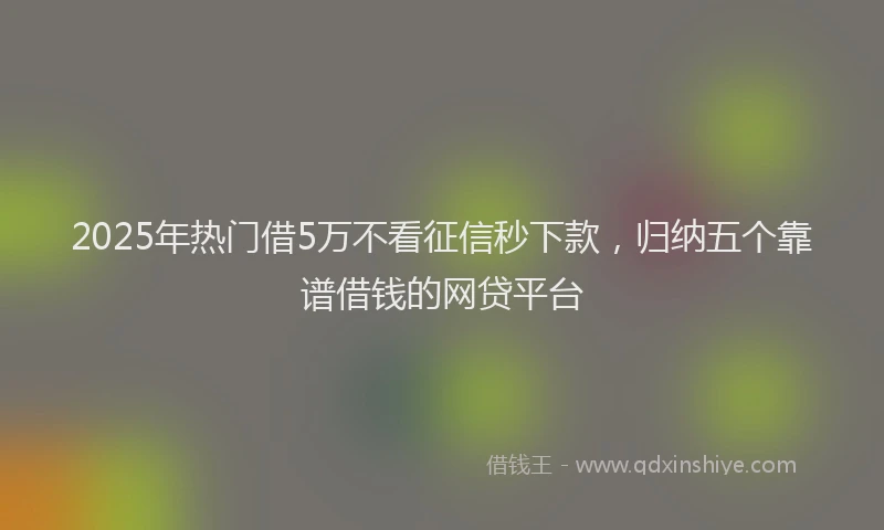 2025年热门借5万不看征信秒下款，归纳五个靠谱借钱的网贷平台
