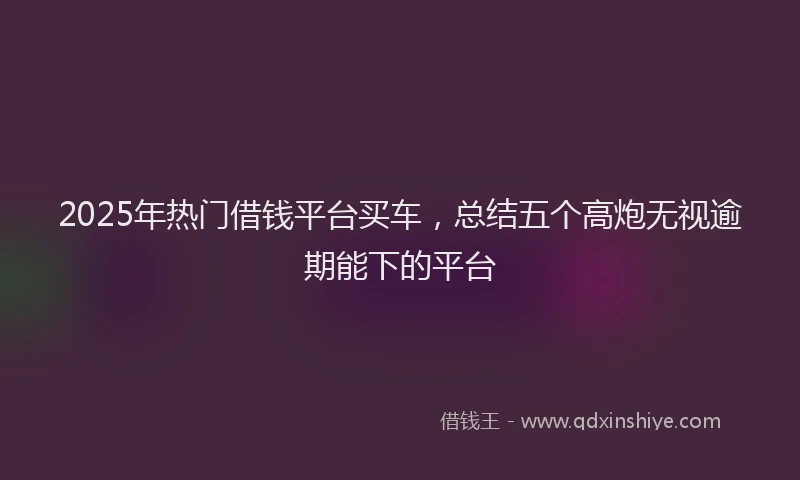 2025年热门借钱平台买车，总结五个高炮无视逾期能下的平台