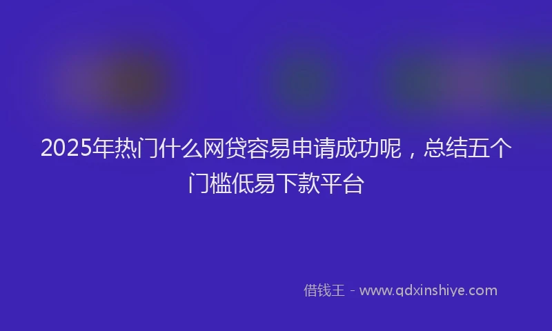2025年热门什么网贷容易申请成功呢，总结五个门槛低易下款平台