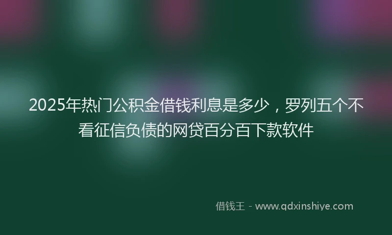 2025年热门公积金借钱利息是多少，罗列五个不看征信负债的网贷百分百下款软件