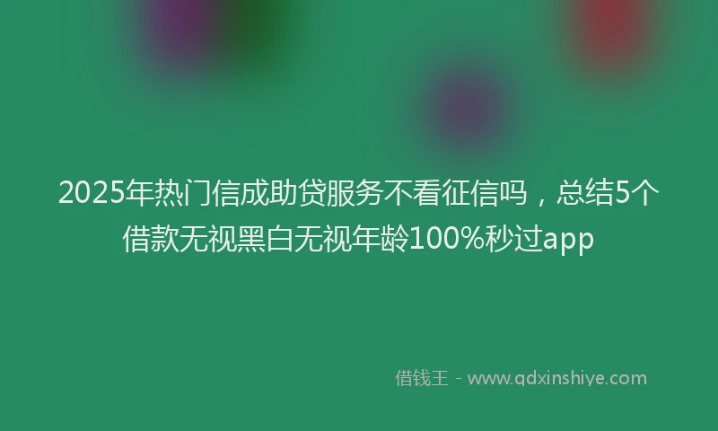 2025年热门信成助贷服务不看征信吗，总结5个借款无视黑白无视年龄100%秒过app