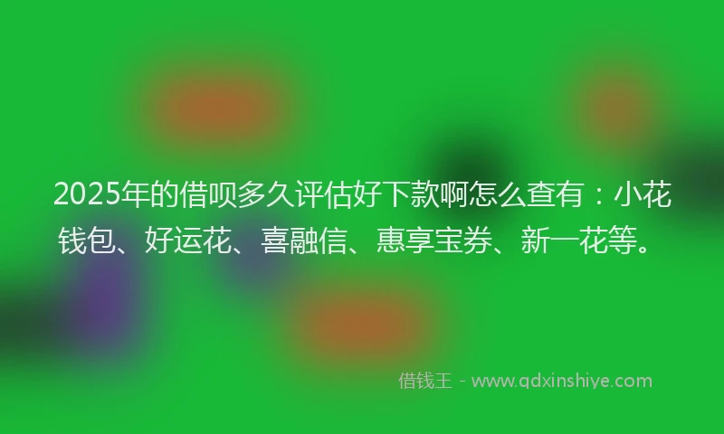 2025年的借呗多久评估好下款啊怎么查有：小花钱包、好运花、喜融信、惠享宝券、新一花等。