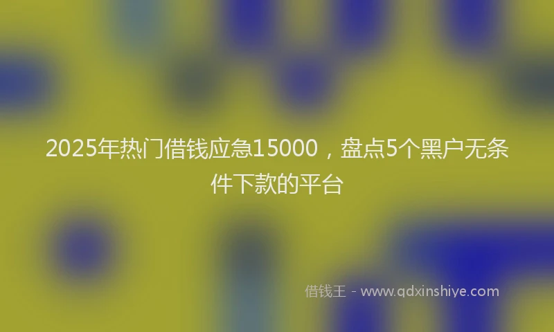 2025年热门借钱应急15000，盘点5个黑户无条件下款的平台