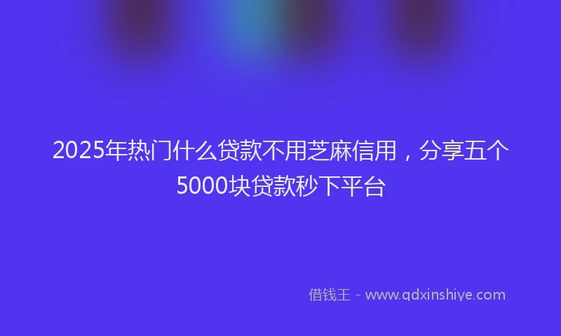 2025年热门什么贷款不用芝麻信用，分享五个5000块贷款秒下平台