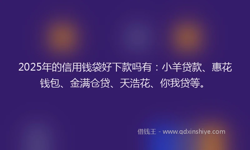 2025年的信用钱袋好下款吗有：小羊贷款、惠花钱包、金满仓贷、天浩花、你我贷等。