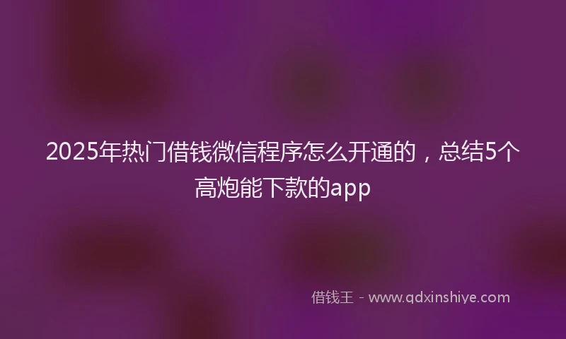 2025年热门借钱微信程序怎么开通的，总结5个高炮能下款的app