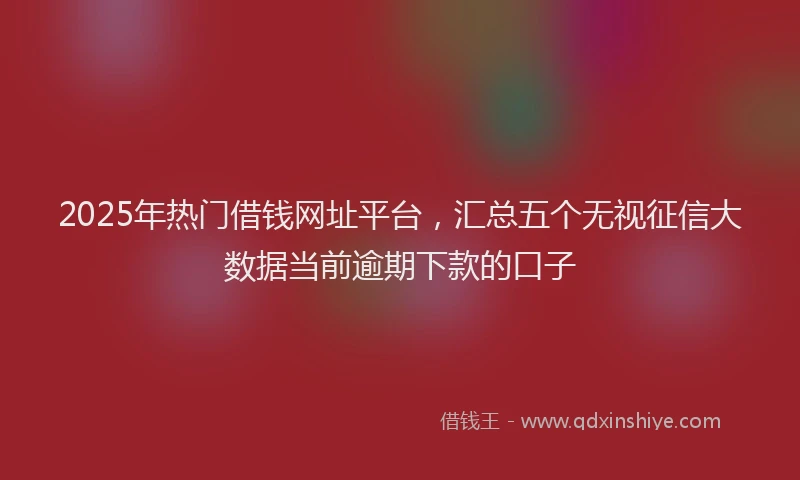 2025年热门借钱网址平台，汇总五个无视征信大数据当前逾期下款的口子