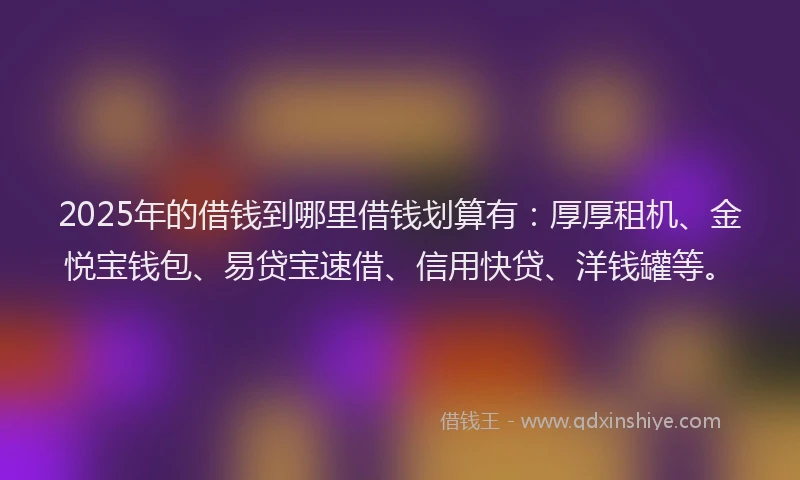 2025年的借钱到哪里借钱划算有：厚厚租机、金悦宝钱包、易贷宝速借、信用快贷、洋钱罐等。