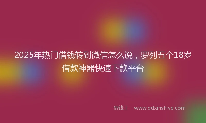 2025年热门借钱转到微信怎么说，罗列五个18岁借款神器快速下款平台