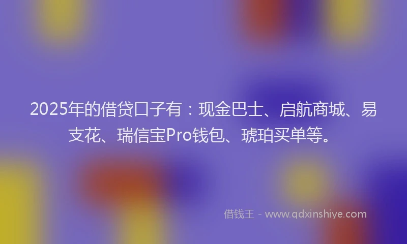2025年的借贷口子有：现金巴士、启航商城、易支花、瑞信宝Pro钱包、琥珀买单等。