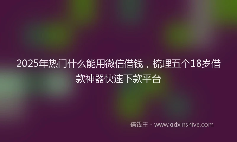 2025年热门什么能用微信借钱，梳理五个18岁借款神器快速下款平台