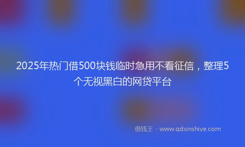 2025年热门借500块钱临时急用不看征信，整理5个无视黑白的网贷平台