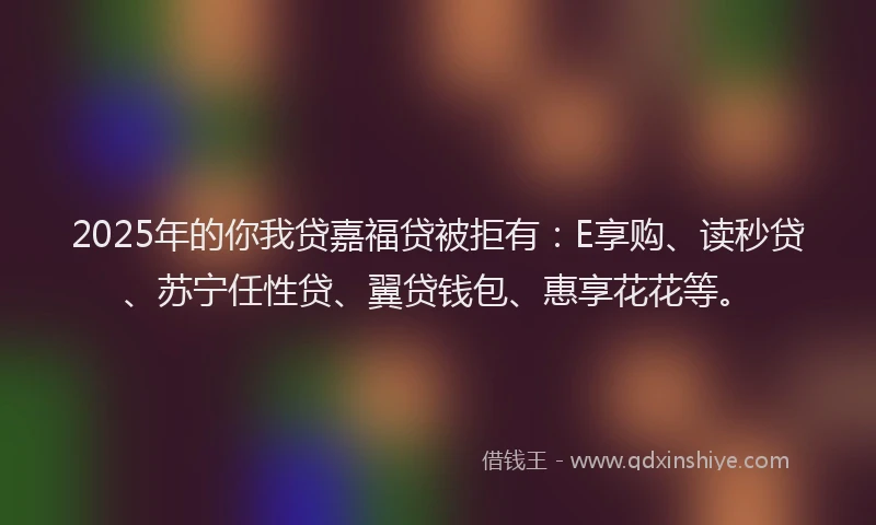 2025年的你我贷嘉福贷被拒有：E享购、读秒贷、苏宁任性贷、翼贷钱包、惠享花花等。