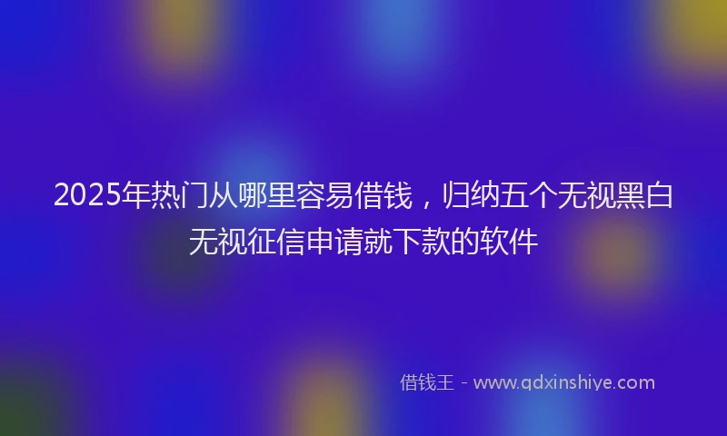2025年热门从哪里容易借钱，归纳五个无视黑白无视征信申请就下款的软件